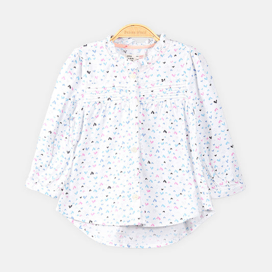 GIRL TOP WHITE PRINTED