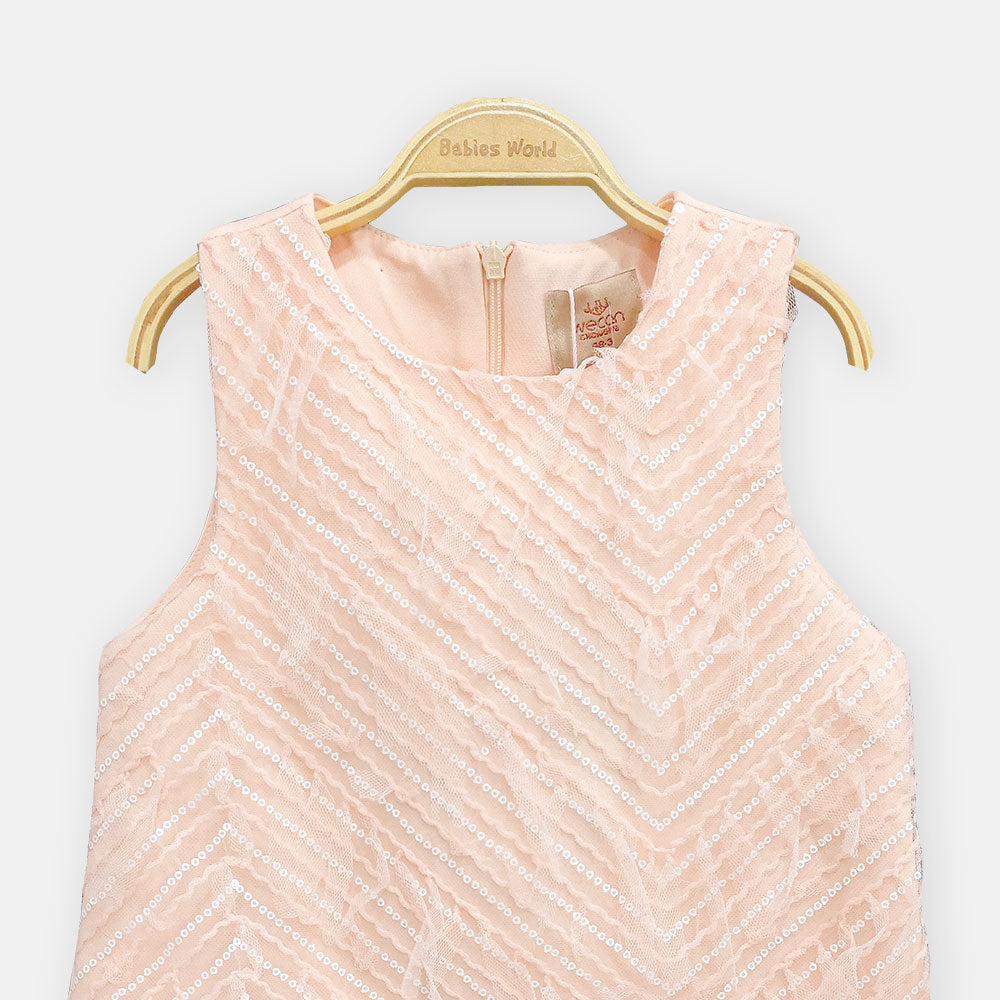 GIRL TOP PEACH SEQUIN