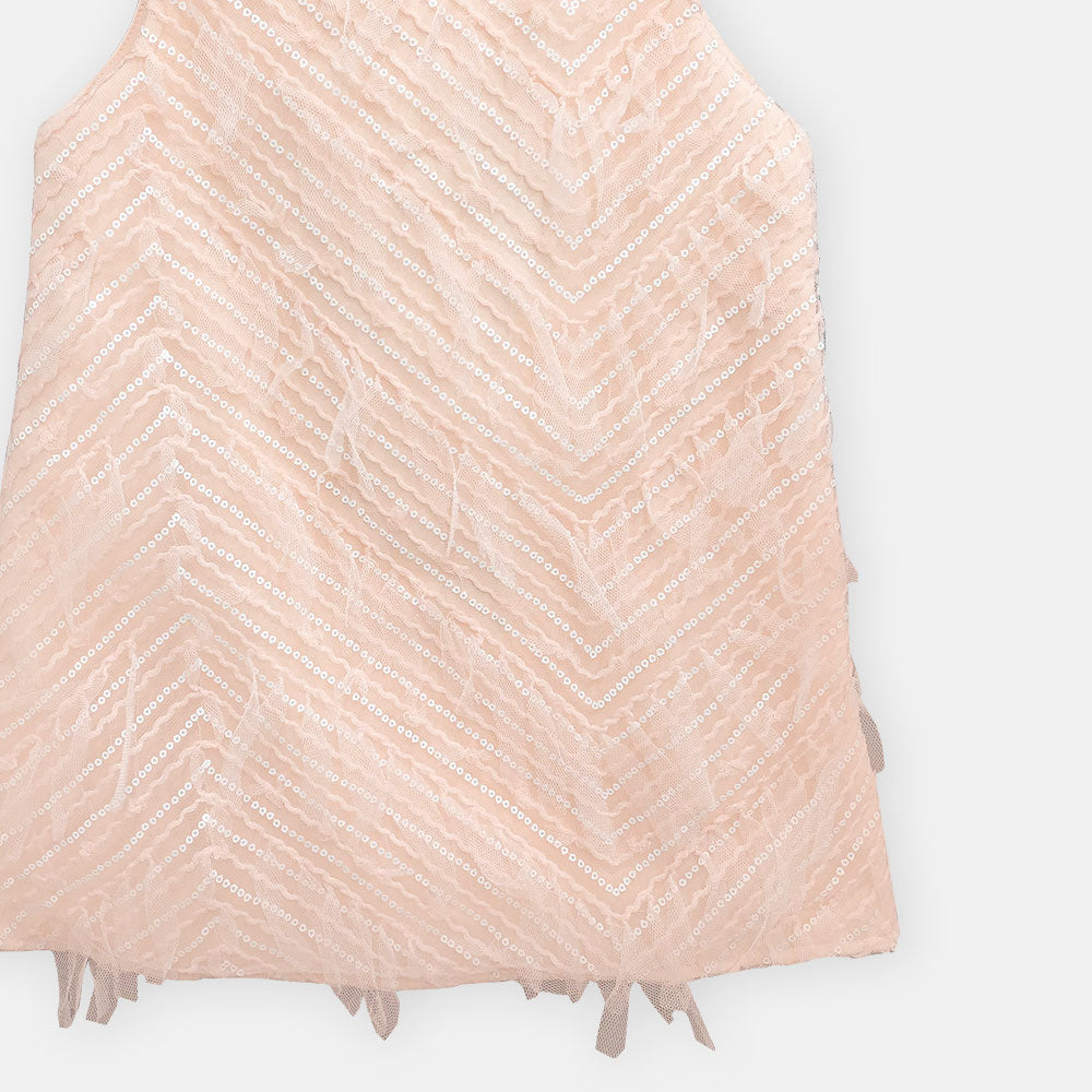 GIRL TOP PEACH SEQUIN