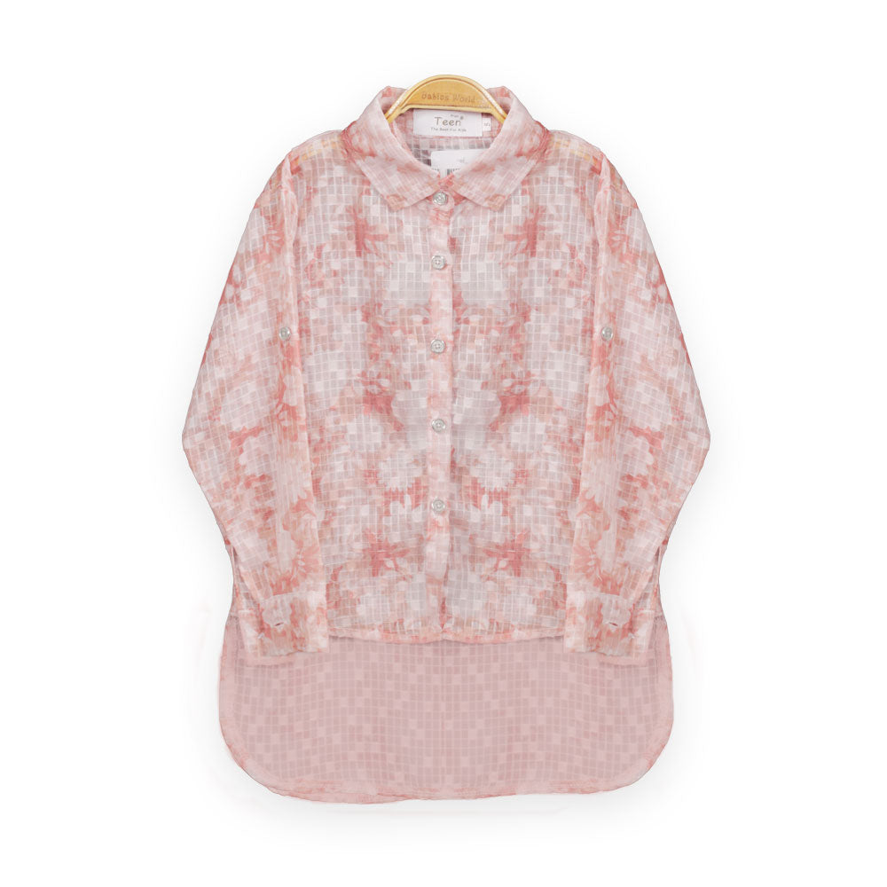 GIRL TOP PEACH FLORAL