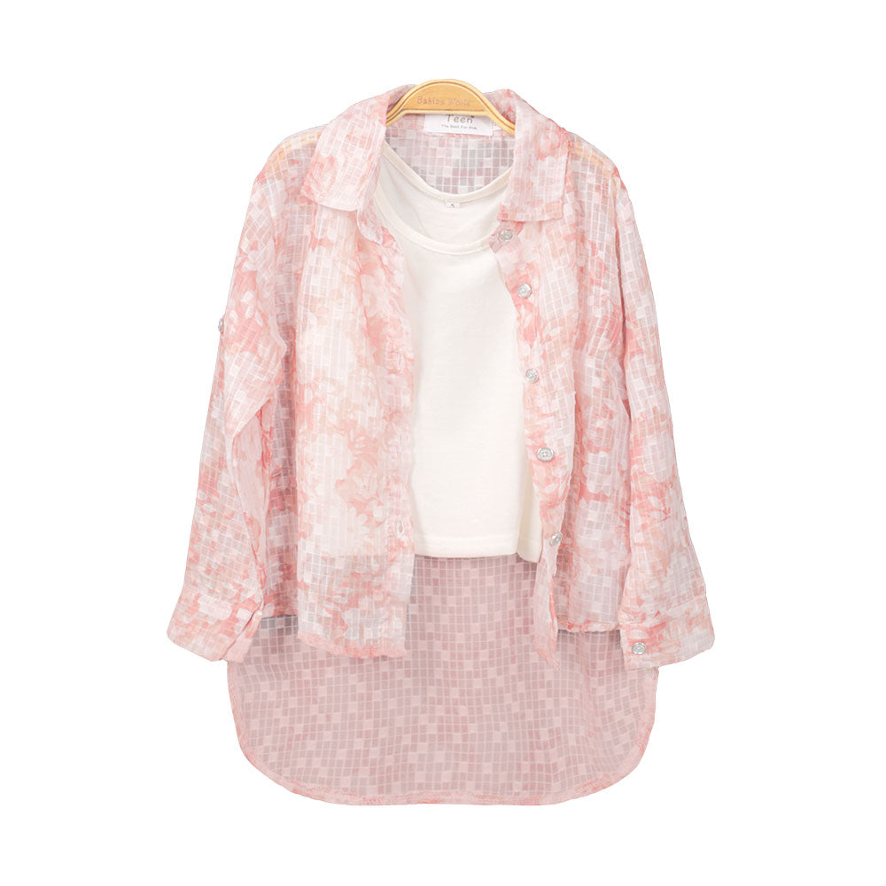 GIRL TOP PEACH FLORAL