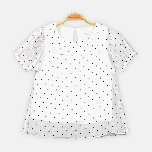 GIRL TOP WHITE HEARTFELT CHARM
