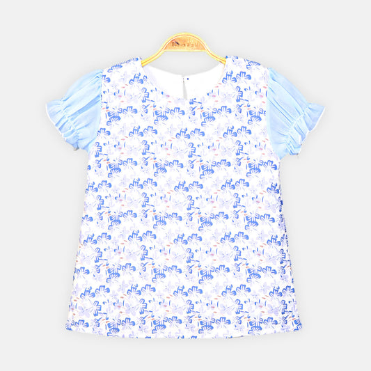 GIRL TOP BLUE BLOSSOM CHIFFON