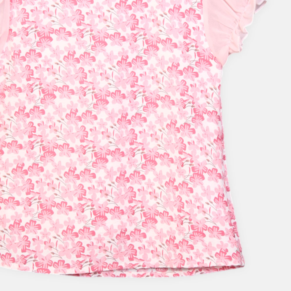 GIRL TOP PINK BLOSSOM CHIFFON