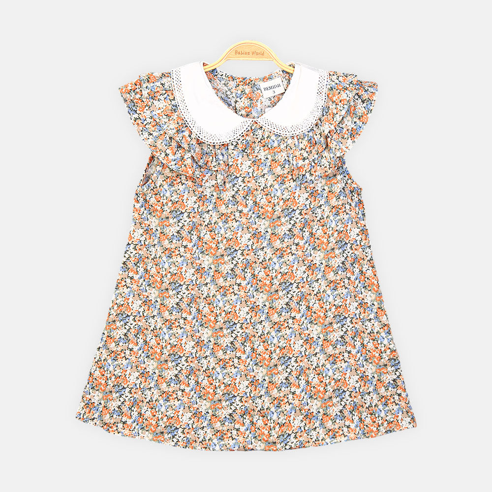 GIRL TOP FLORAL BROWN