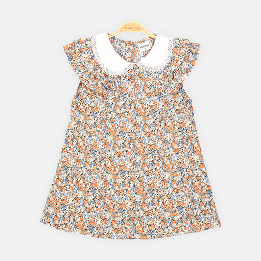 GIRL TOP FLORAL BROWN
