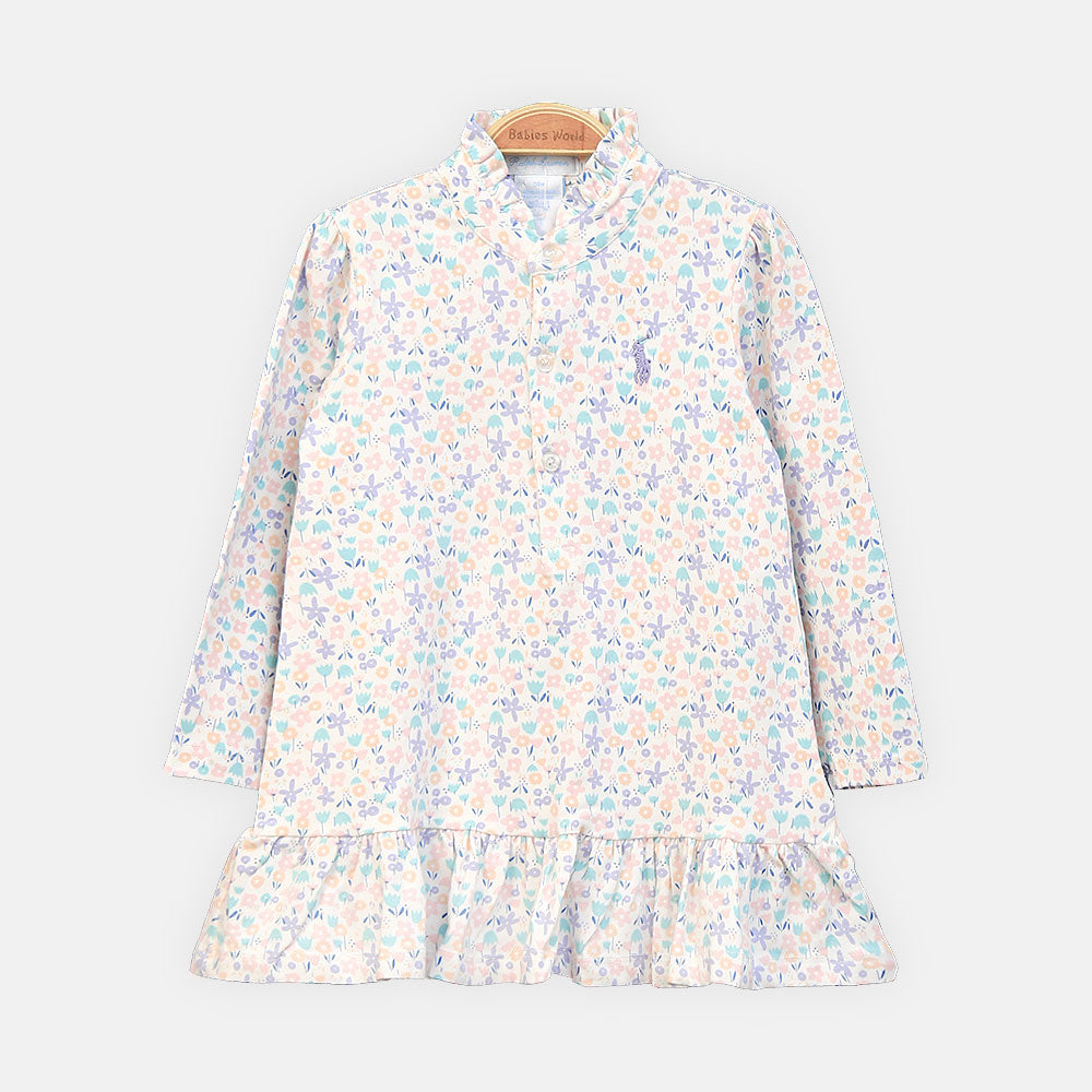 GIRL TOP FLORAL RUFFLE TUNIC