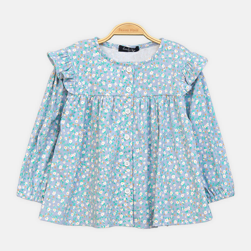 GIRL TOP BLUE FLORAL FROCK