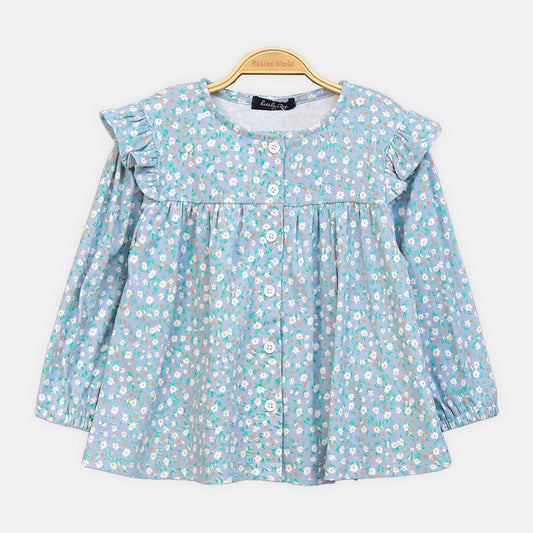 GIRL TOP BLUE FLORAL FROCK
