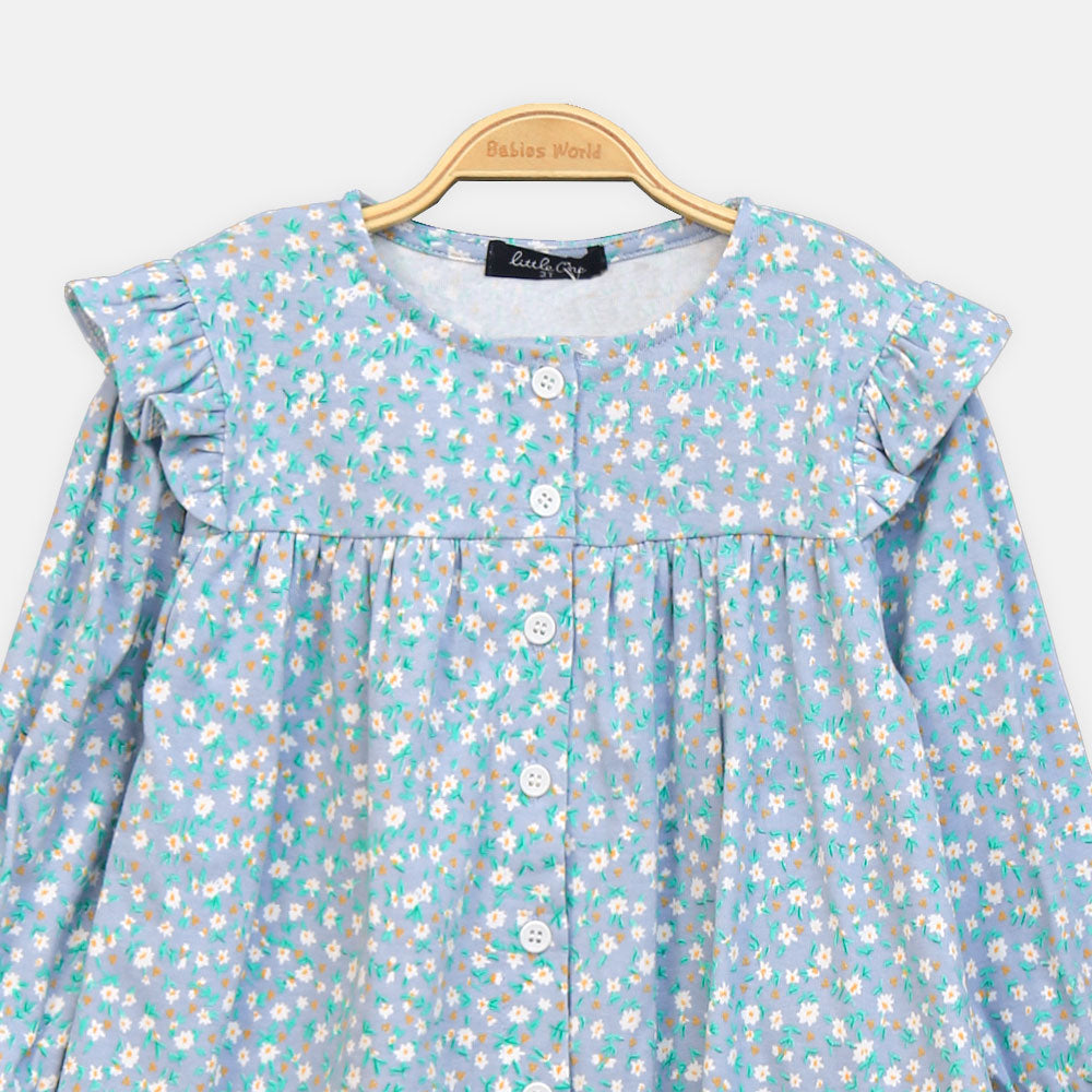GIRL TOP BLUE FLORAL FROCK