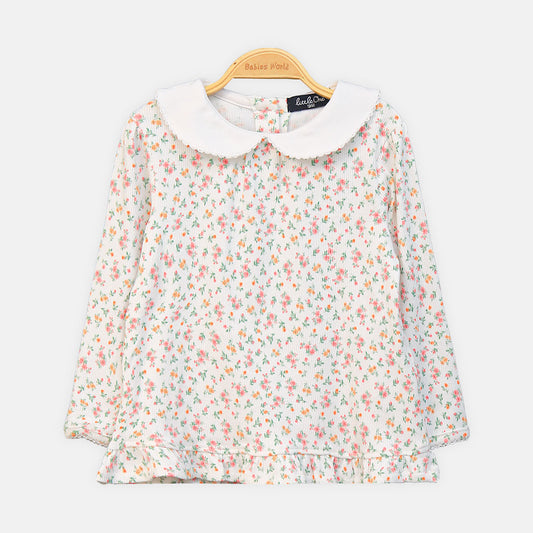 GIRL TOP FLORAL PRINT WHITE