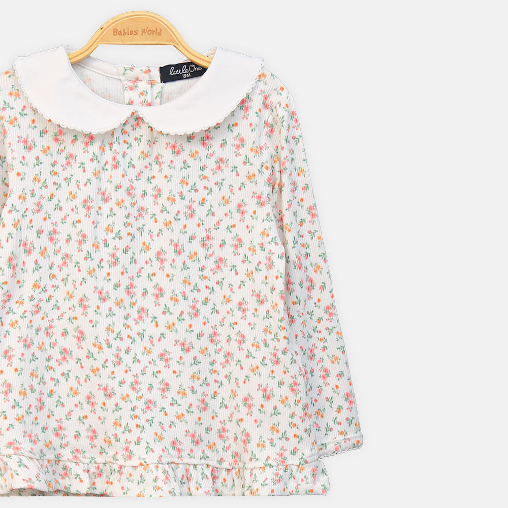 GIRL TOP FLORAL PRINT WHITE