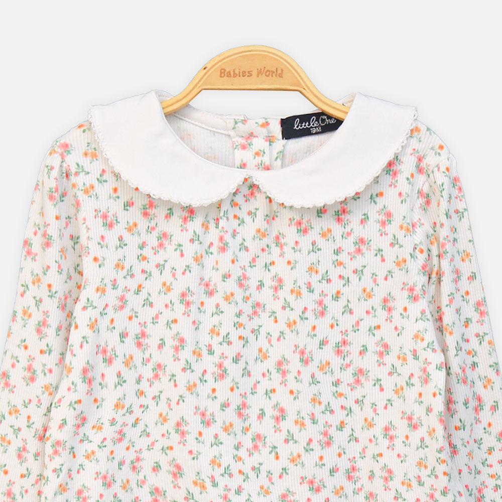 GIRL TOP FLORAL PRINT WHITE