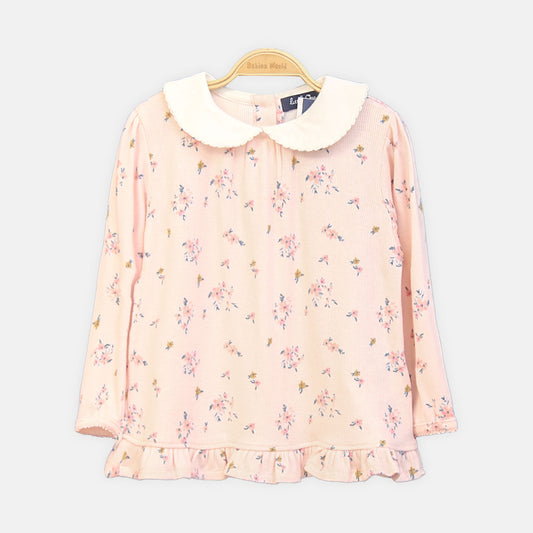 GIRL TOP FLORAL PRINT PEACH