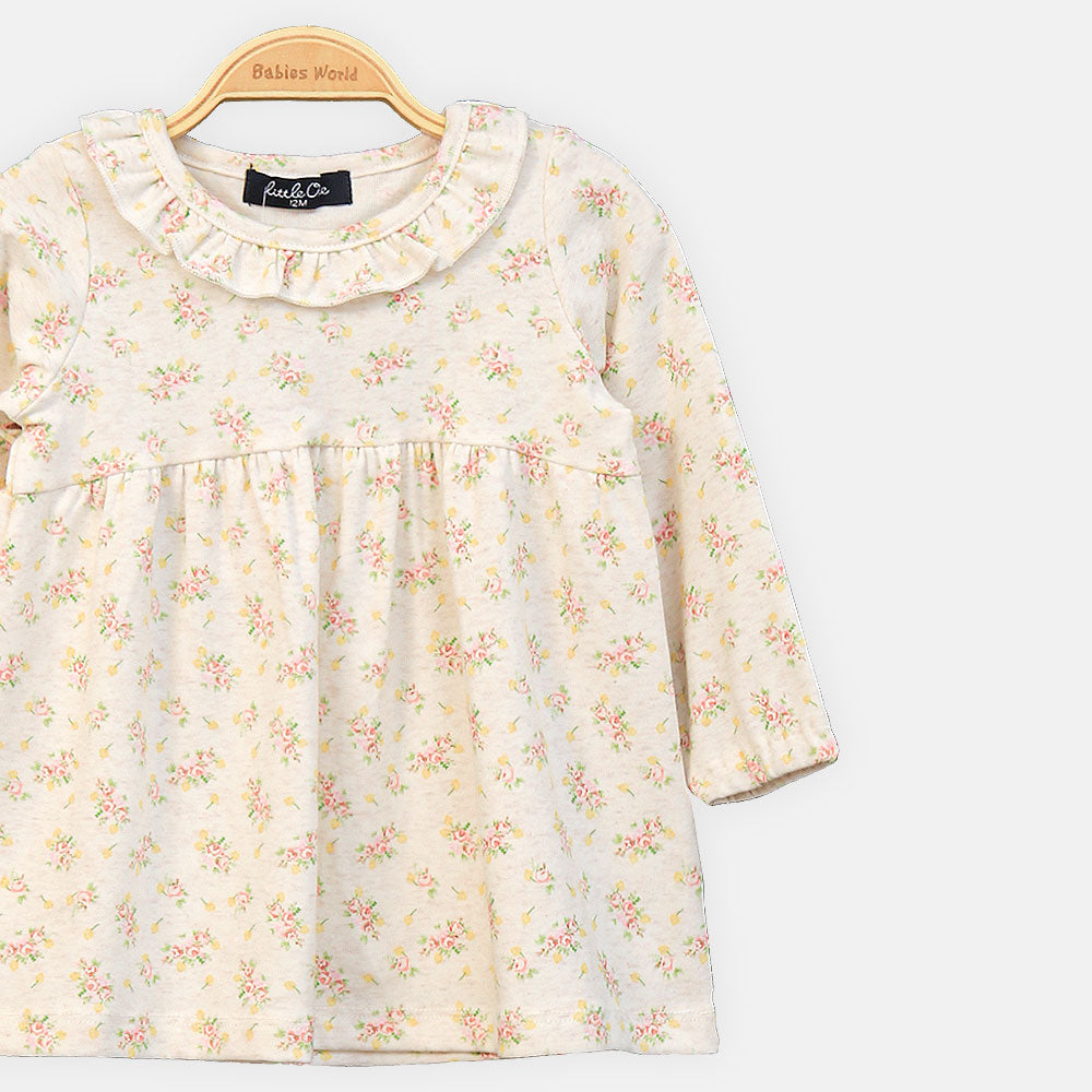GIRL TOP FLORAL SKY CREAM FROCK