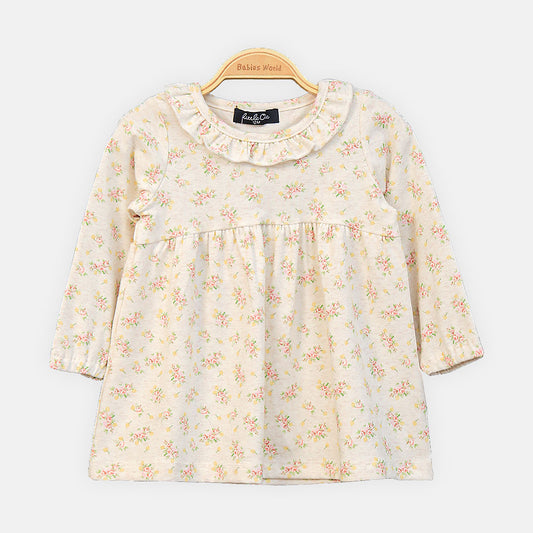 GIRL TOP FLORAL SKY CREAM FROCK