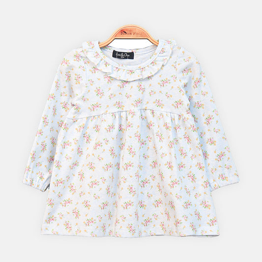 GIRL TOP FLORAL SKY BLUE FROCK