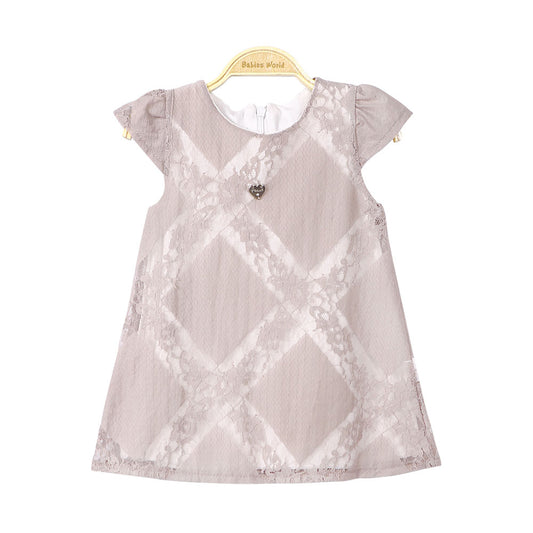 GIRL TOP BROWN NET LACED