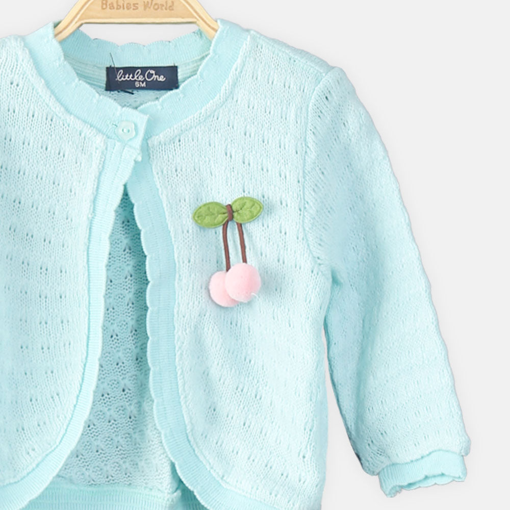 GIRL CARDIGAN SEA GREEN CHERRY