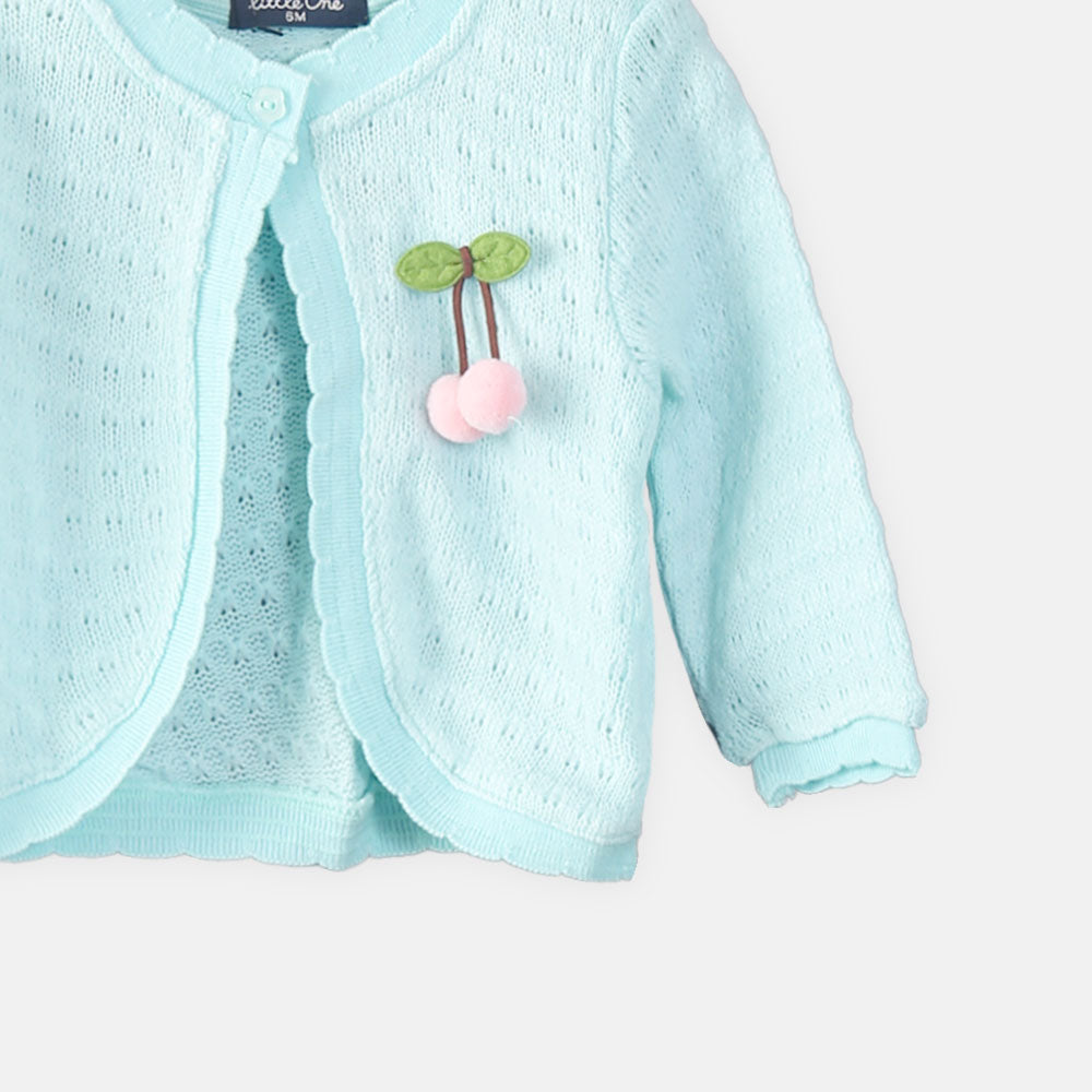 GIRL CARDIGAN SEA GREEN CHERRY