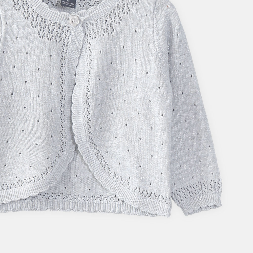 GIRL CARDIGAN GRAY SHIMMERY