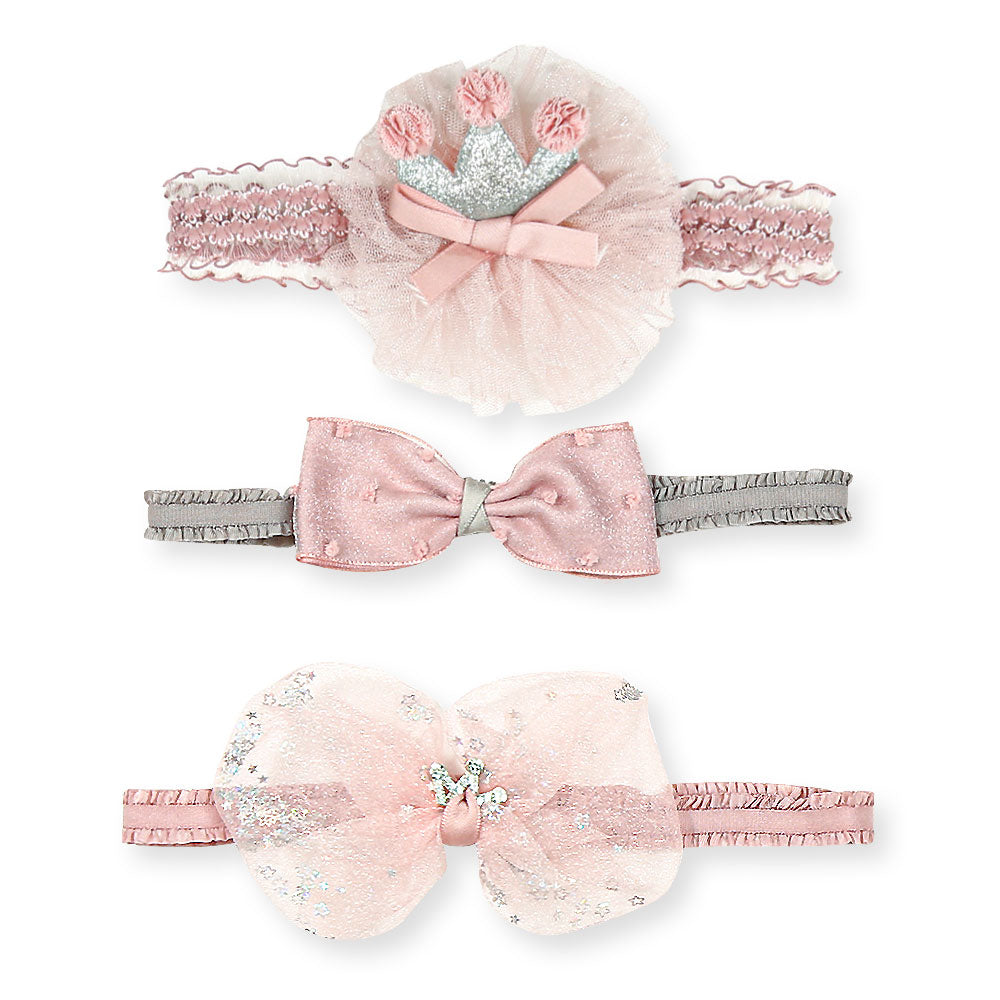 HAIR BANDS PK-3 TEA PINK CROWN FANCY
