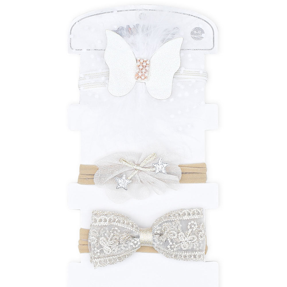 HAIR BANDS PK-3 GLITTERY NET BUTTERFLY BOW