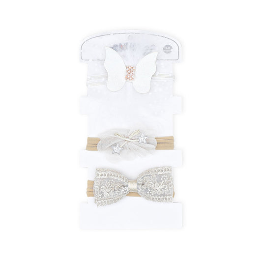 HAIR BANDS PK-3 GLITTERY NET BUTTERFLY BOW
