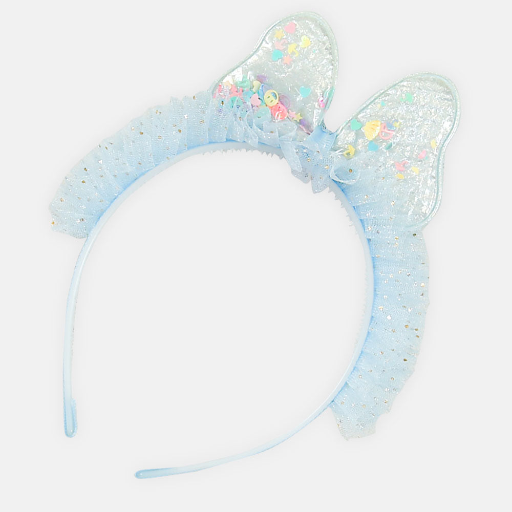 HAIR BAND SKY BLUE BOW SHIMMER