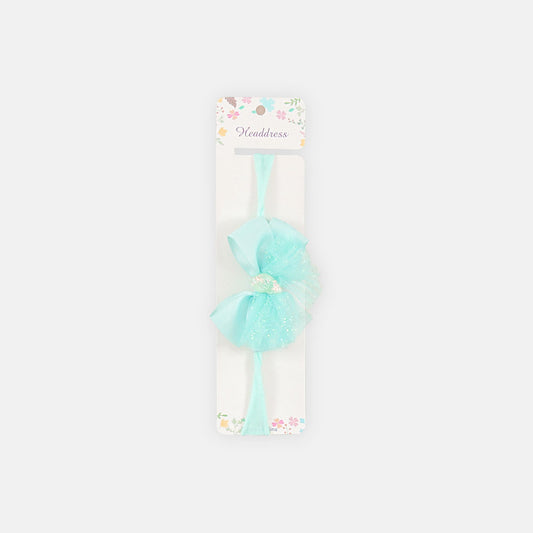 HAIR BAND SKY BLUE RIBBON BOW STRETCHABLE