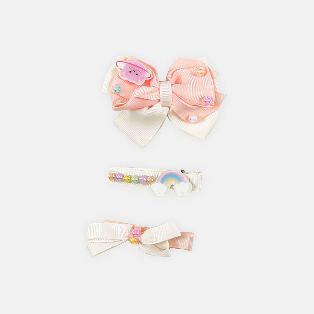 HAIR CLIPS PK-3 CREAM-PEACH BEAR