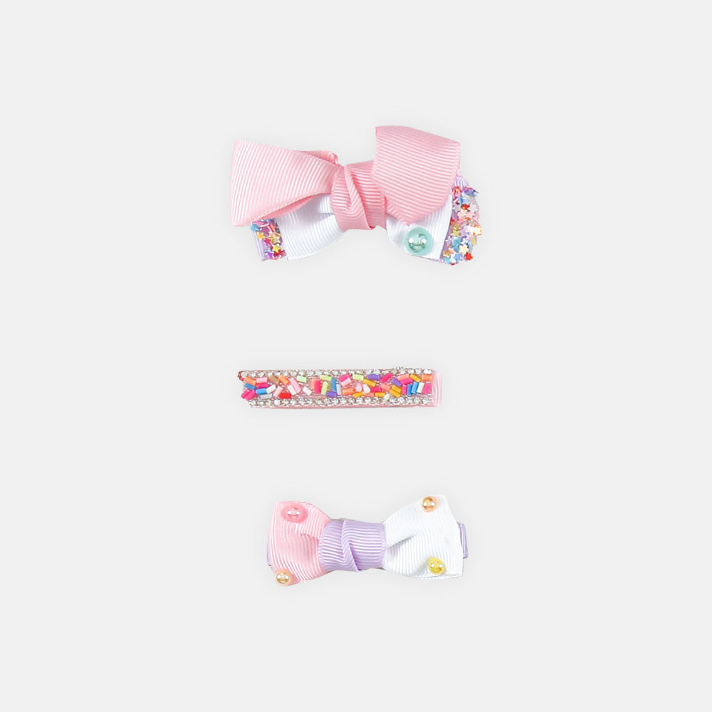 HAIR CLIPS PK-3 WHITE-PINK