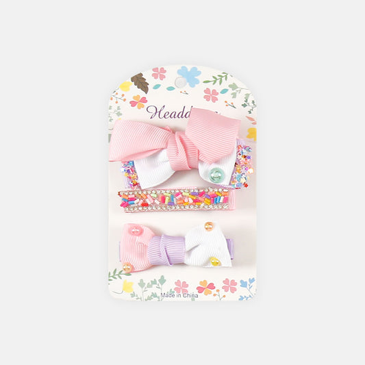 HAIR CLIPS PK-3 WHITE-PINK