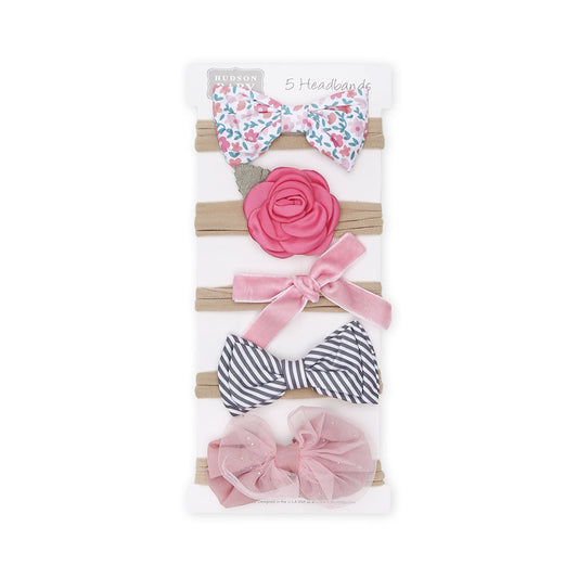 HEAD BAND MIXED SET PK-5 PINK FLORAL