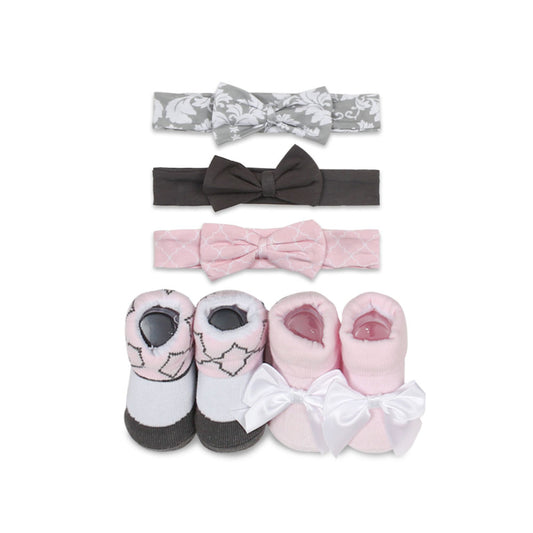 HEAD BAND PK-3 & BOOTIES PK-2 SET MULTICOLOR FLORAL
