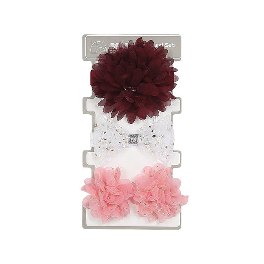 HAIR BANDS PK-3 SHIMMERY FLORAL STARS