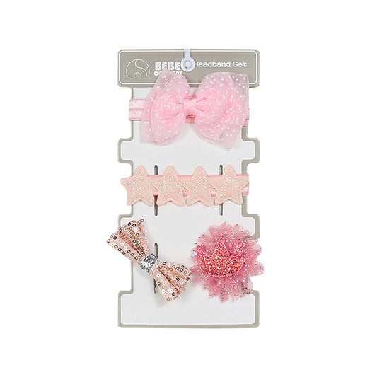HAIR BAND SET PK-4 GLITTERY CROWN STARS