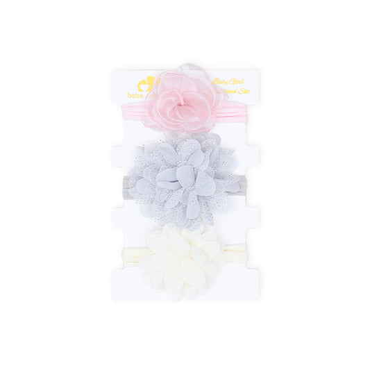 HEAD BANDS PK-3 MULTICOLOR GLITTERY FLORAL