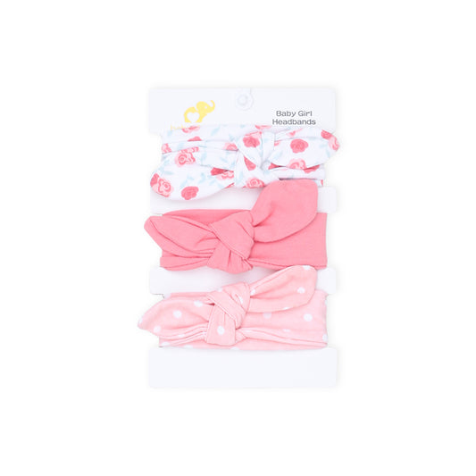 HEAD BANDS PK-3 MULTICOLOR FLORAL DOTTED BOW