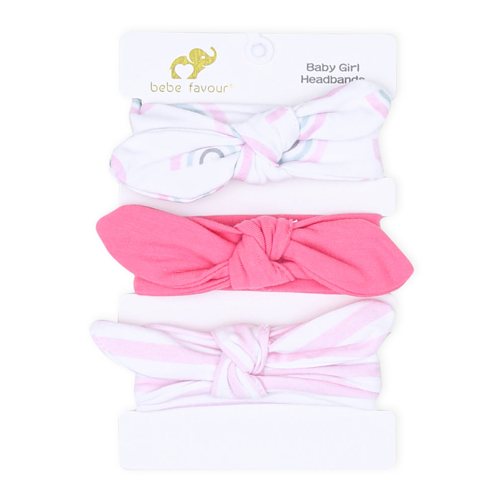 HEAD BANDS PK-3 MULTICOLOR STRIPED BOW