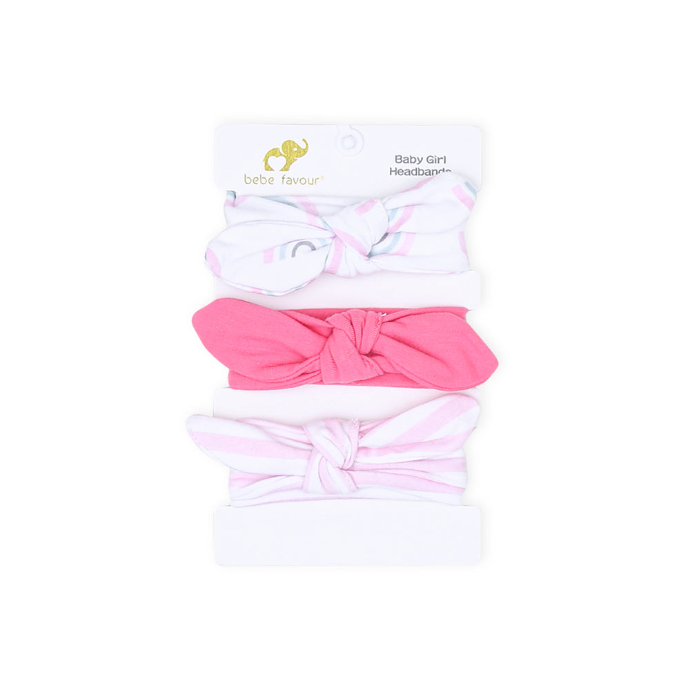 HEAD BANDS PK-3 MULTICOLOR STRIPED BOW