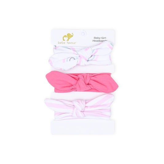 HEAD BANDS PK-3 MULTICOLOR STRIPED BOW
