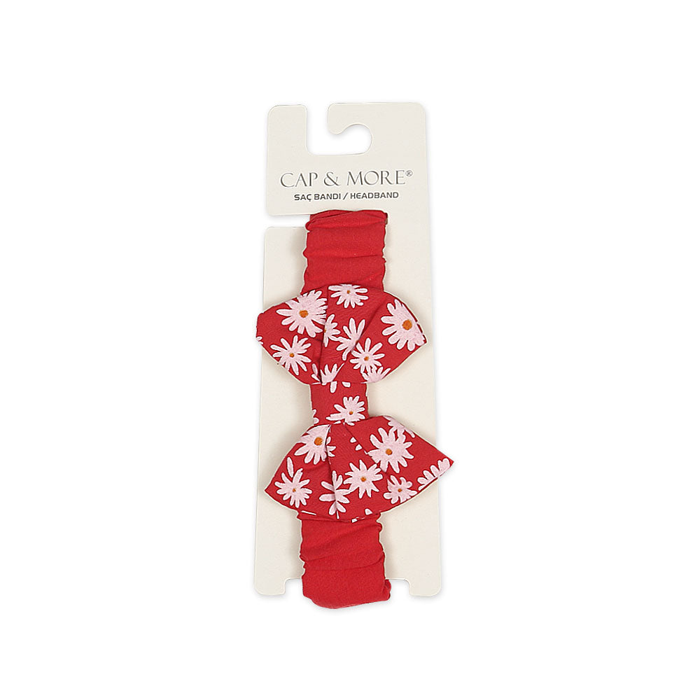 HAIR BAND RED FLORAL BOW