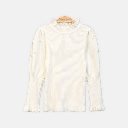 GIRL HI-NECK SWEATER PEARL HI NECK FULL SLEEVE