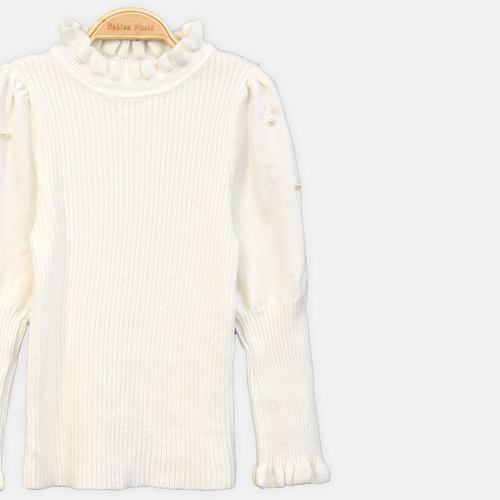 GIRL HI-NECK SWEATER PEARL HI NECK FULL SLEEVE