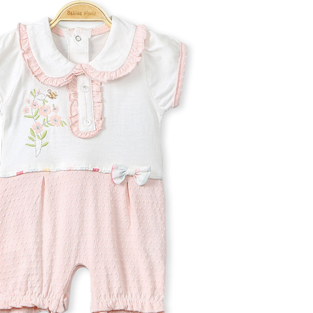 GIRL ROMPER PEACH FLOWER & BEE