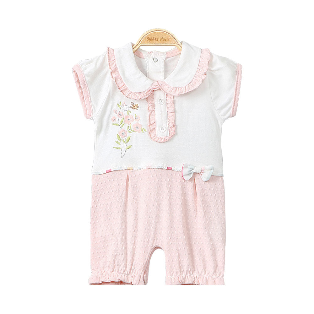 GIRL ROMPER PEACH FLOWER & BEE