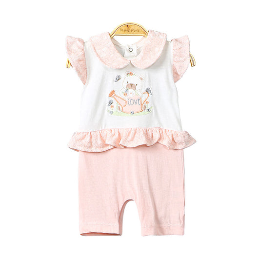 GIRL ROMPER PEACH LOVELY BUNNY