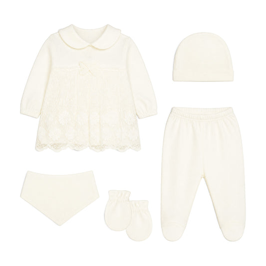 CREAM LACE-ACCENTED BABY GIRL GIFT SET