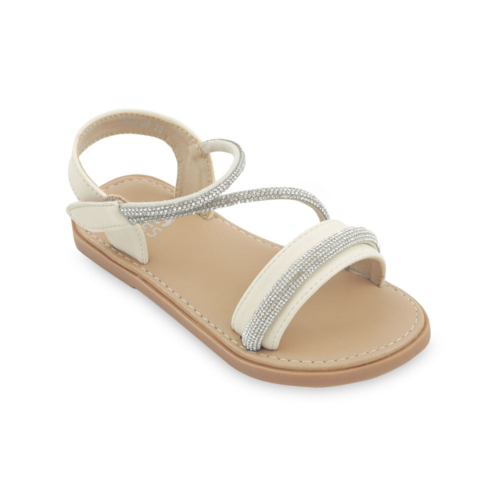 GIRLS SANDAL BEIGE RHINESTONES